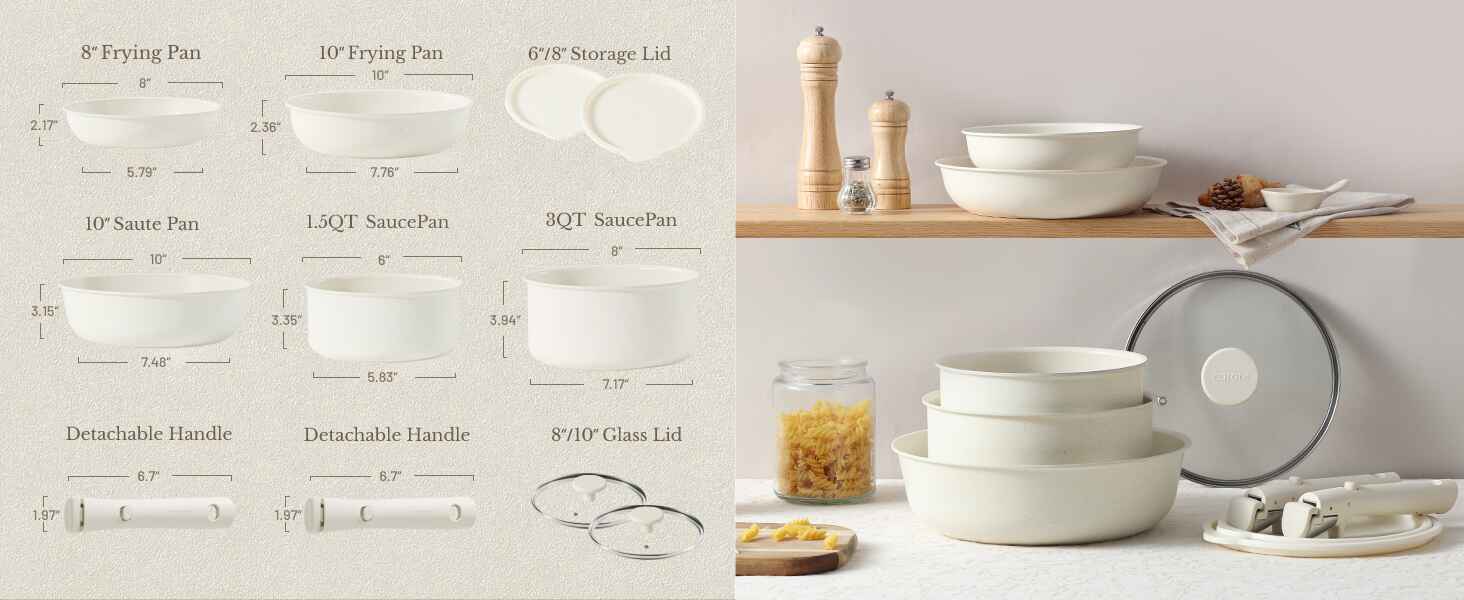 11 PCS Kitchen Cookware Sets with Detachable Handle 11 pcs kitchen cookware sets with detachable handle