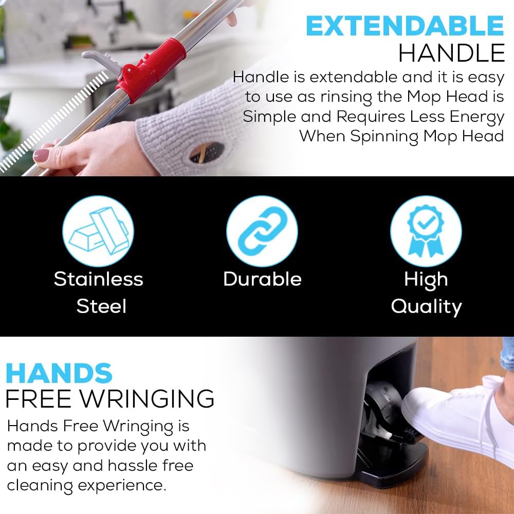 spin mop cleaning system with 3 microfiber mop heads red/black spin mop cleaning system with 3 microfiber mop heads red/black