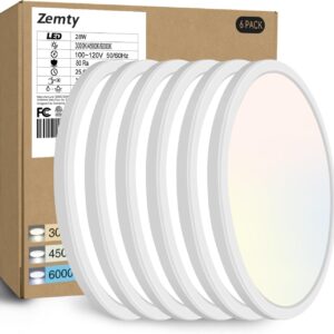 Home zemty 6pack 12 inch led flush mount ceiling light (white)
