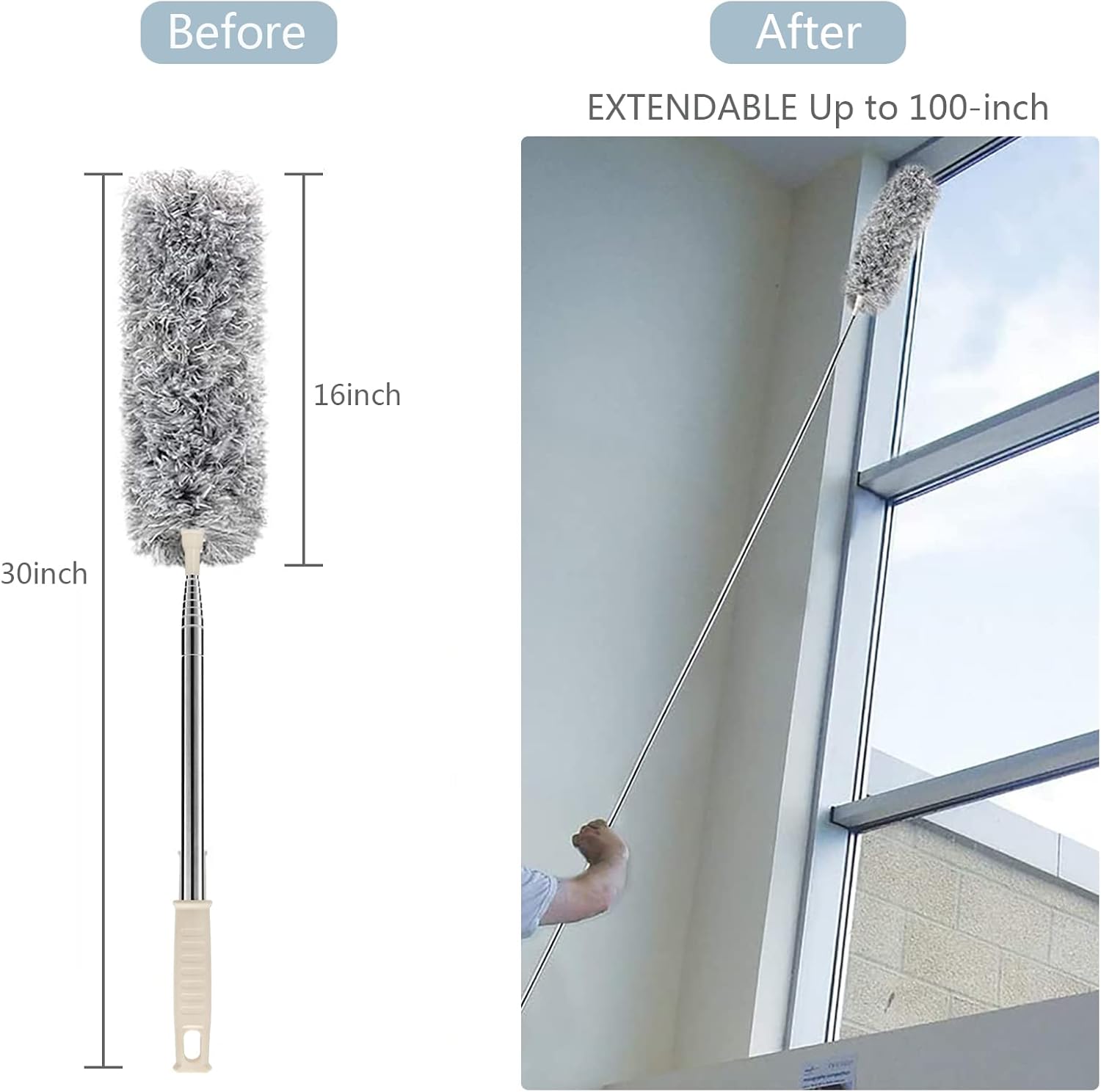 microfiber duster with extension pole(stainless steel) 30 to 100 microfiber duster with extension pole(stainless steel) 30 to 100
